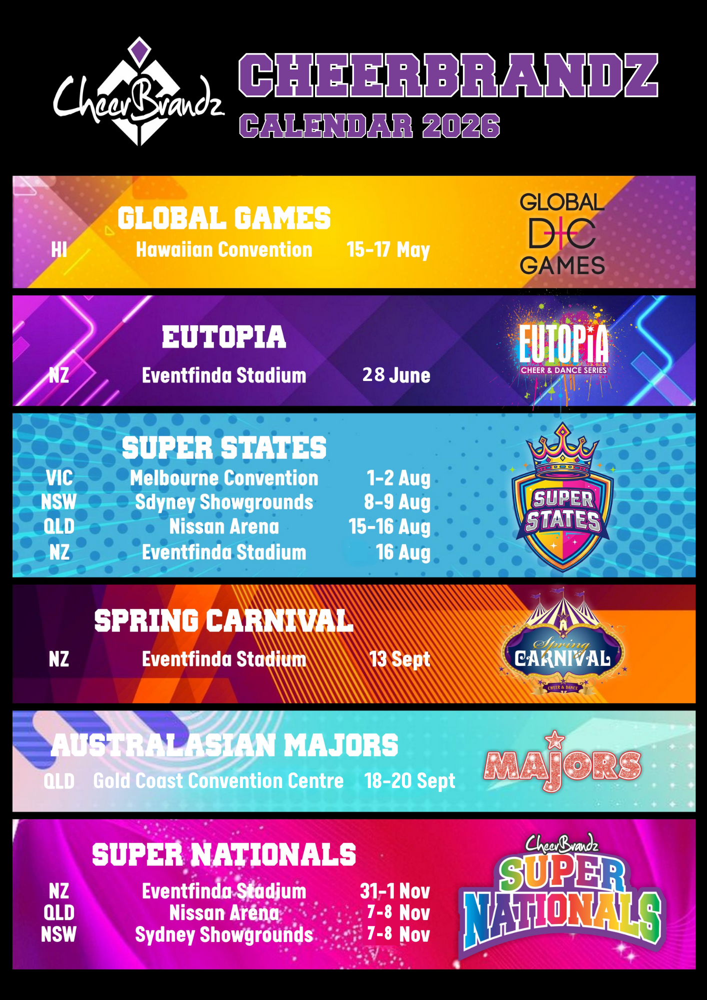 CheerBrandz - 2026 Competition Dates
