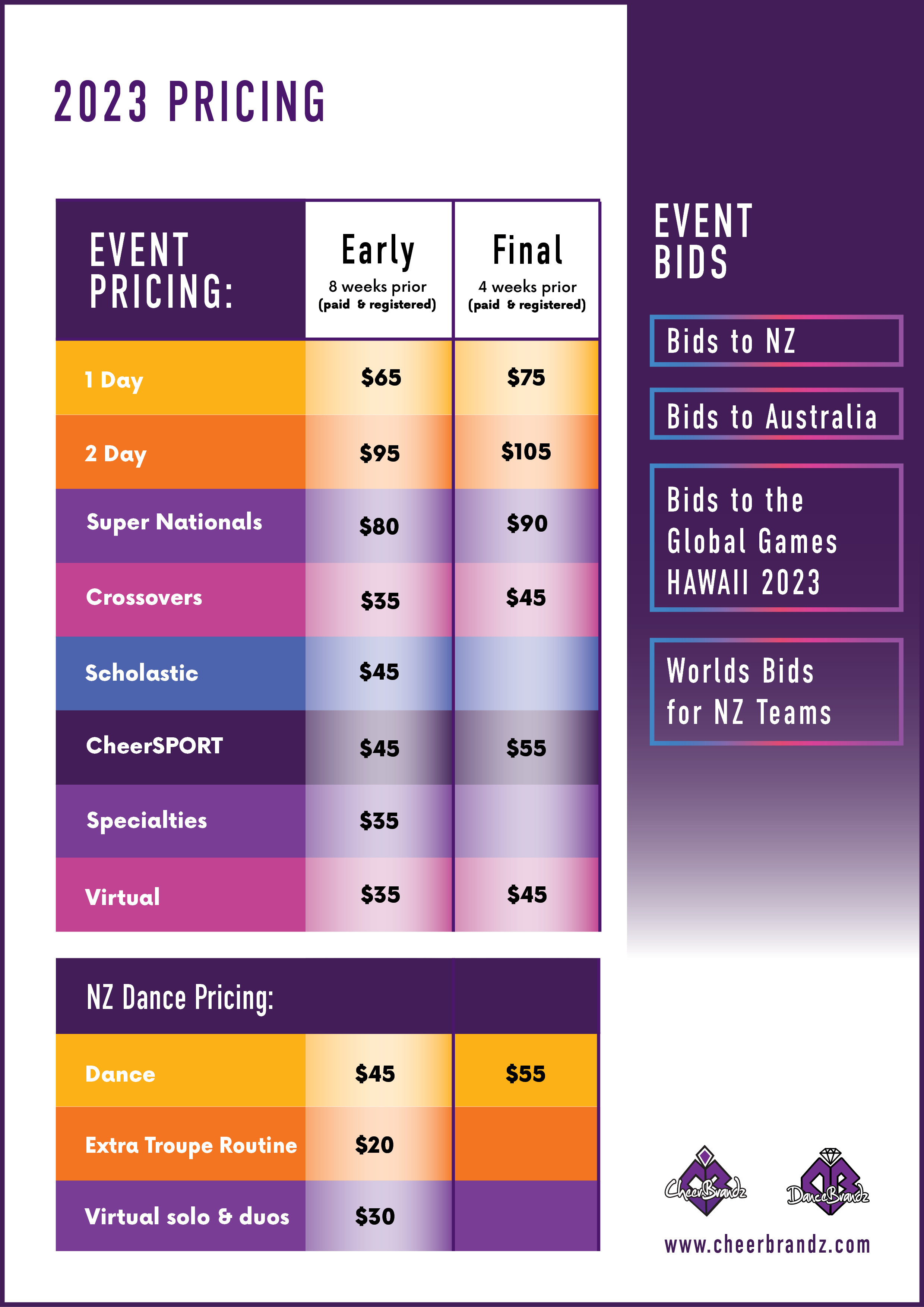 CheerBrandz - 2023 Pricing 
